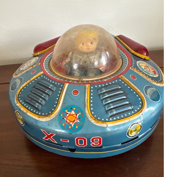 Vintage Tin Toy Spaceship X-07 Modern Toys Surveillant 1950's Toy Japan